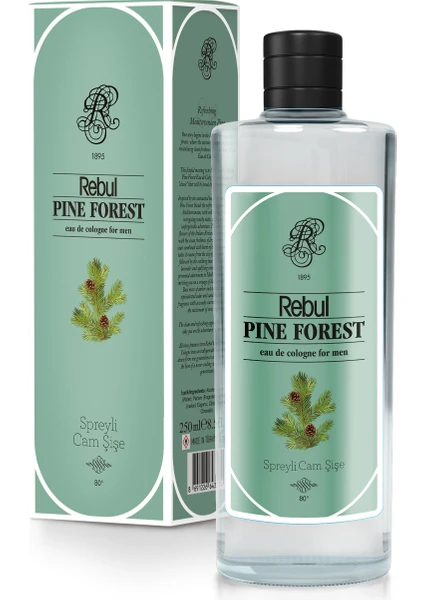 Rebul Pine Forest EDC Kolonya 250 ml Cam Şişe Ferah Orman Esintili Erkek Kokusu